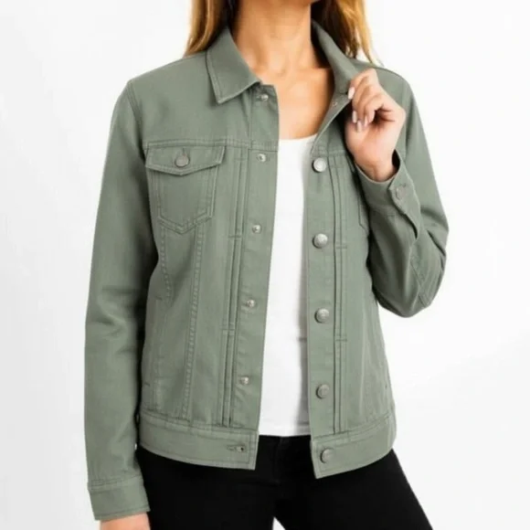 Tahari Lyocell Pintuck Jacket in Green/Black/Blue-Gray Size Medium NEW - Picture 2 of 14